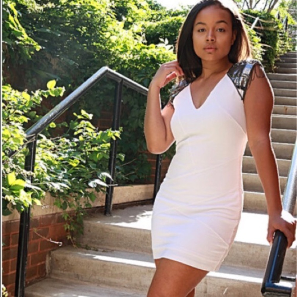 Bebe White Studded Dress